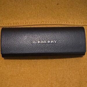 Burberry Black Pebbled Leather Sunglass Case with Gold Logo